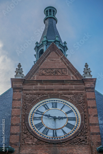 Jersey City, NJ, USA: The clock tower of the Central Railroad of New Jersey Terminal building in Liberty State Park, constructed in 1889. photo