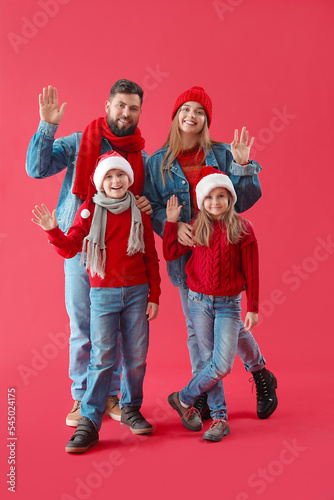 Little children in Santa ha...