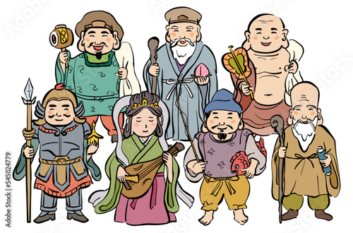 七福神のイラスト　集合　カラー