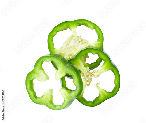 Foto Sliced green bell pepper isolated on transparent png