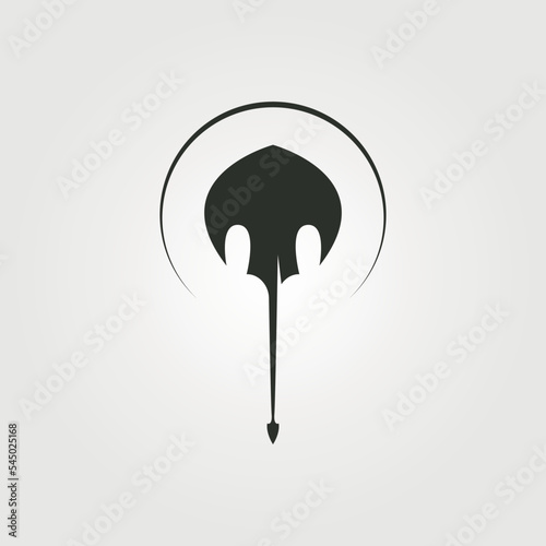 creative stingray with sunset vector logo symbol illustration design