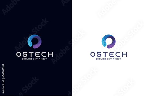 Modern Letter O tech logo design technology digital template illustration