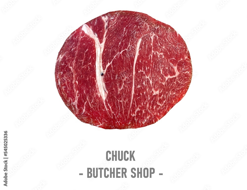 Fresh chuck beef isolate on white background. Fresh chuck beef isolate on white background.
