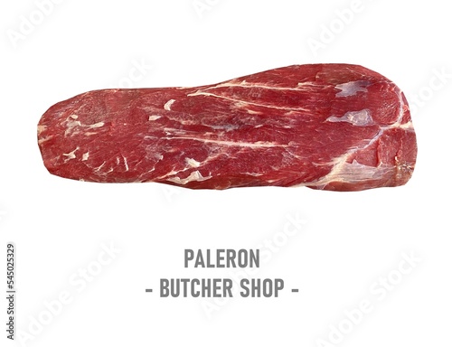 Fresh paleron beef isolate on white background. photo