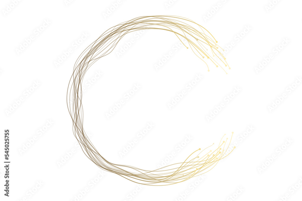 Abstract circles lines wavy swirl in round frame gold gradient isolated on transparent background space for text design elements in luxury modern style. Abstract circles lines wavy swirl in round frame gold gradient isolated on transparent background space for text design elements in luxury modern style.