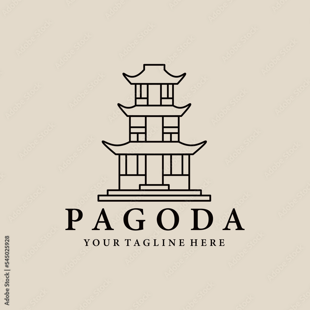 Pagoda line art logo, icon and symbol, vector illustration design Pagoda line art logo, icon and symbol, vector illustration design