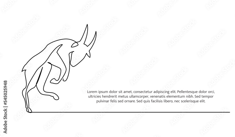 Goat line design. Simple animal silhouette decorative elements drawn with one continuous line. Vector illustration of minimalist style on white background. Goat line design. Simple animal silhouette decorative elements drawn with one continuous line. Vector illustration of minimalist style on white background.