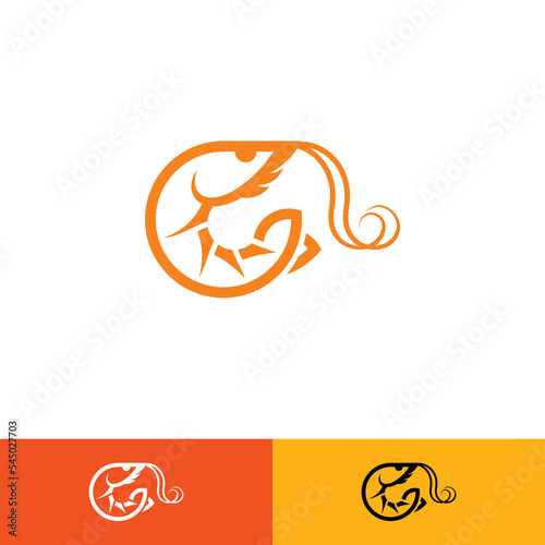 Shrimp logo vector illustration design. very suitable for restaurant logos, brand, seafood, etc.
