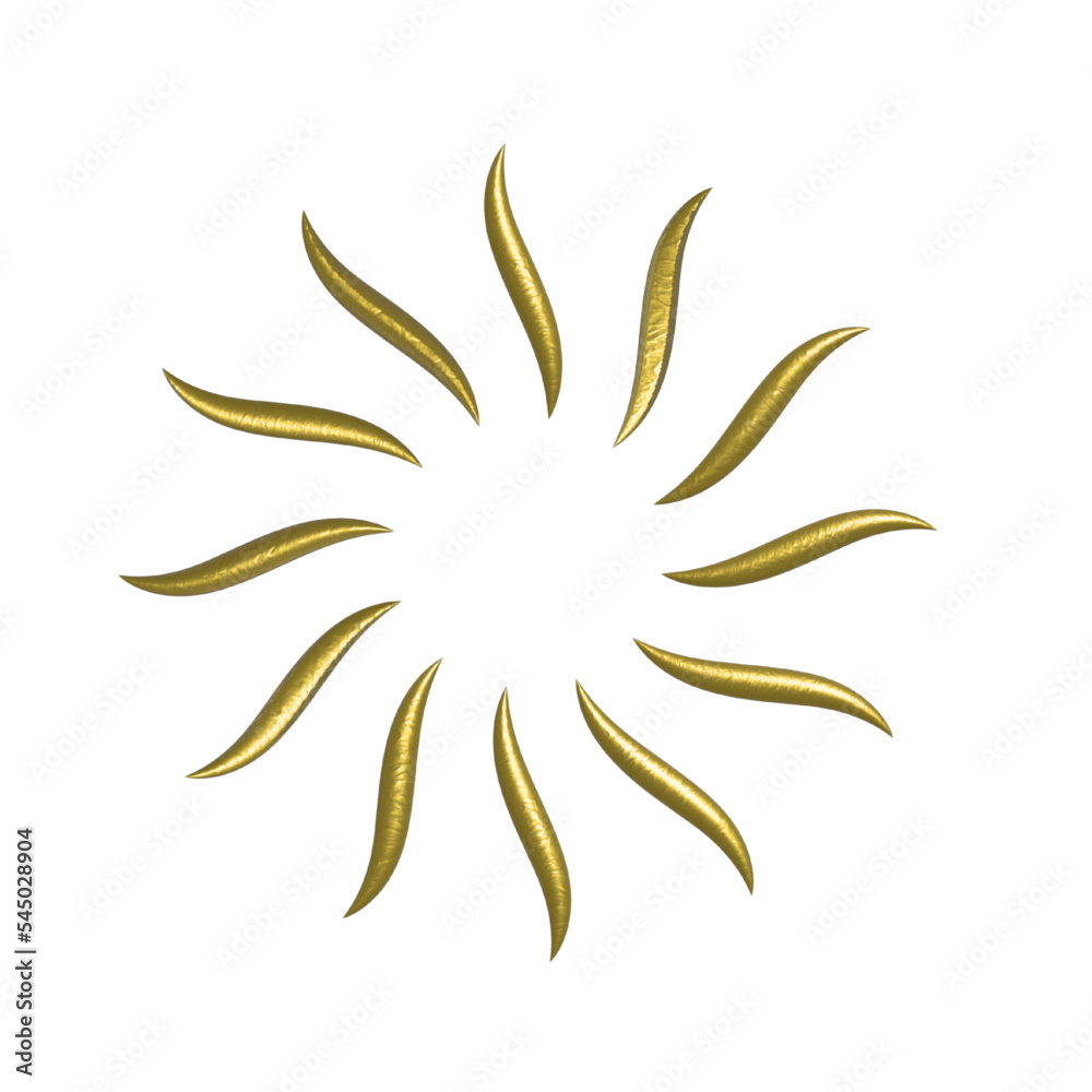 abstract sun icon gold 3d