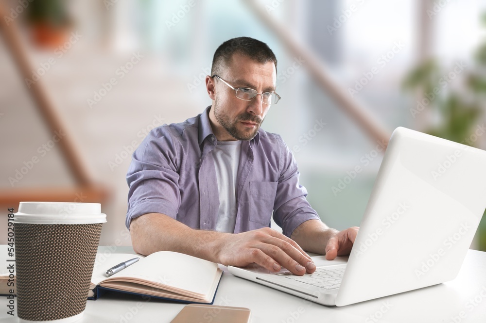 Young business person work on laptop computer Young business person work on laptop computer