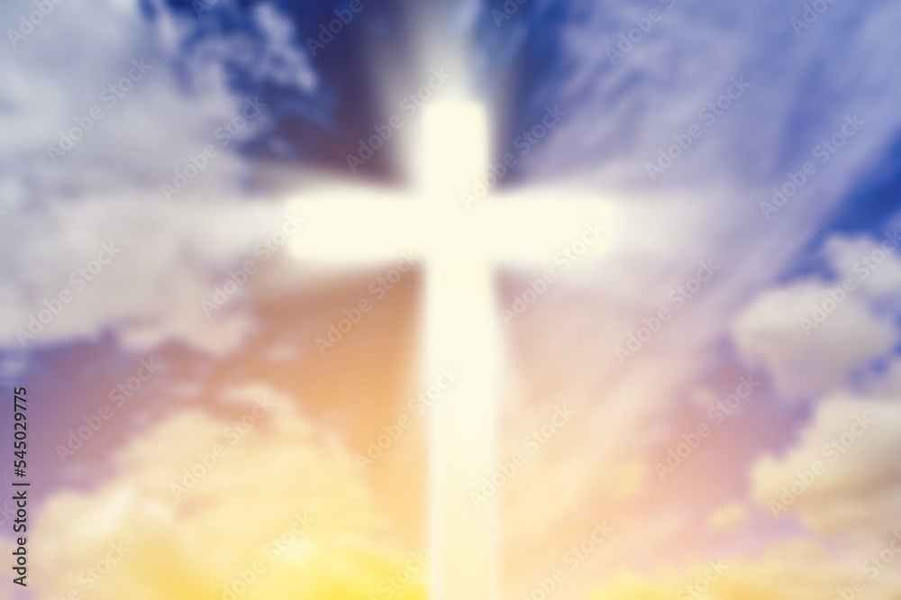 Beautiful blue sky with christian cross Beautiful blue sky with christian cross