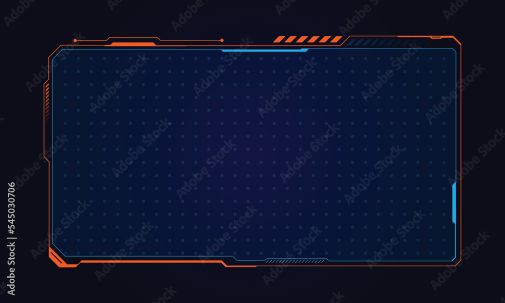 Abstract futuristic background of glowing technology sci fi frame hud ui