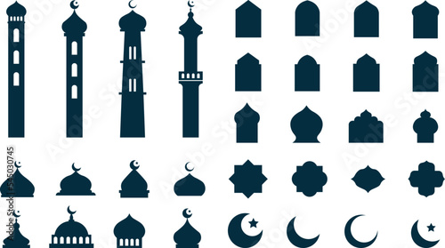 Set of islamic shape illustration design blank islamic shape template vector