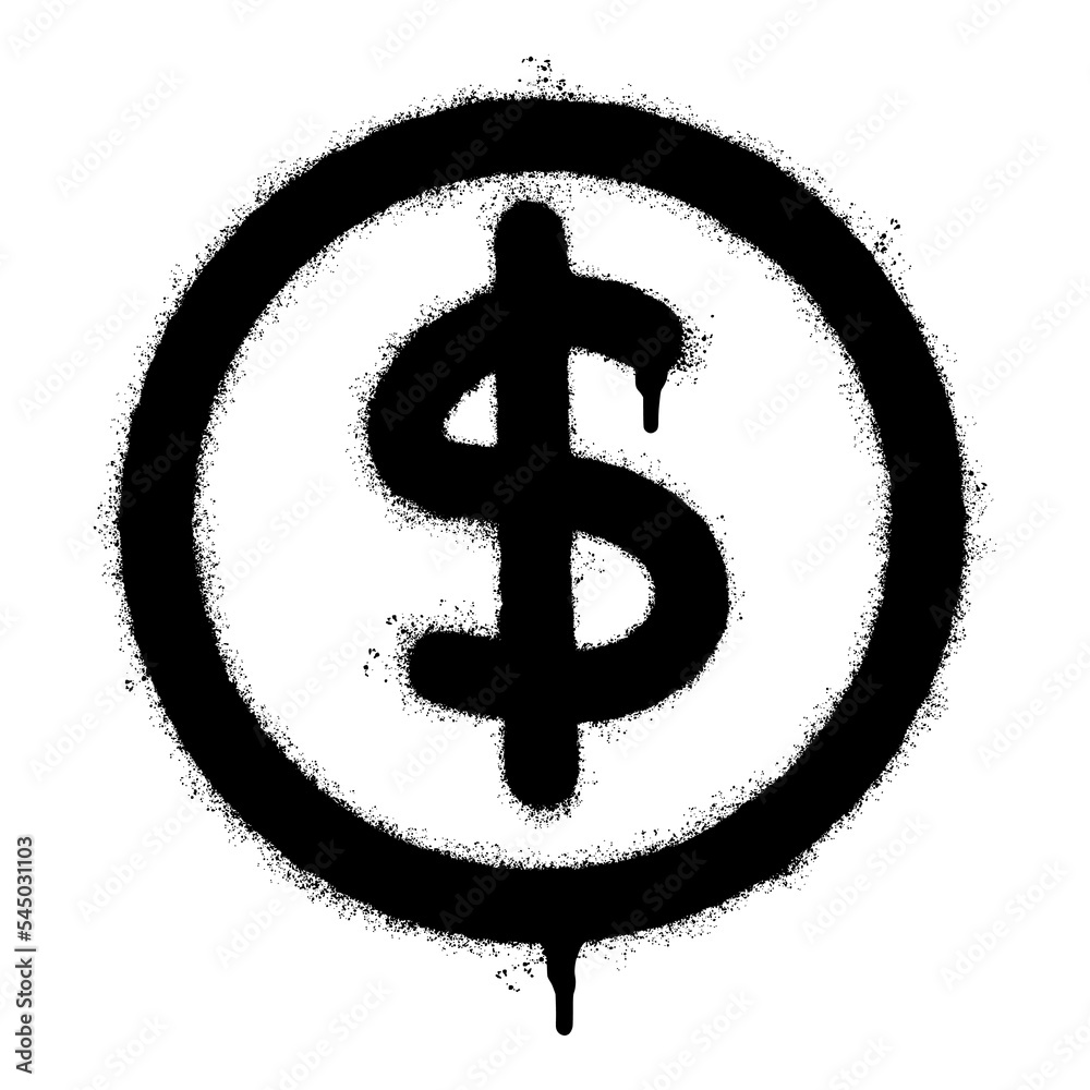 Spray Painted Graffiti dollar icon Word Sprayed isolated with a white background. graffiti cash icon with over spray in black over white. Vector illustration. Spray Painted Graffiti dollar icon Word Sprayed isolated with a white background. graffiti cash icon with over spray in black over white. Vector illustration.