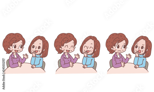 女子会するシニア女性_表情バリエーションセット