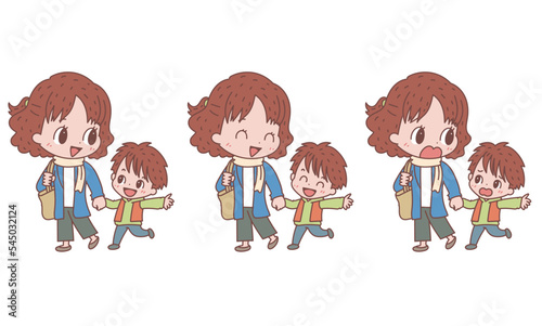 子どもとママがお出かけ_表情バリエーションセット