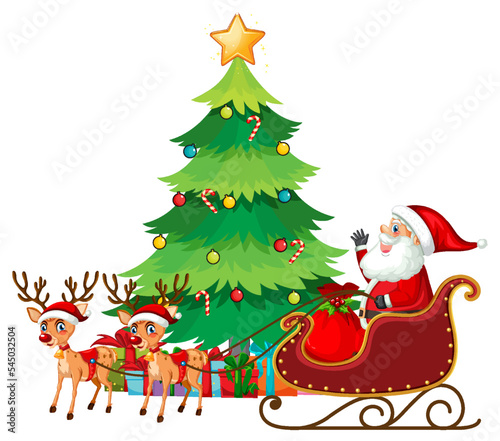 Santa Claus on sleigh with reindeer