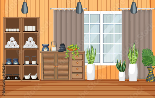 Interior spa room scene