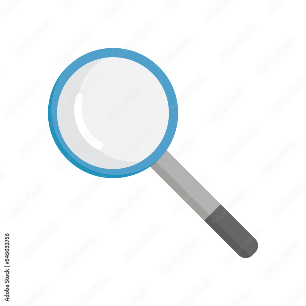 Vector magnifying glass icon with reflection on white background. Vector magnifying glass icon with reflection on white background.