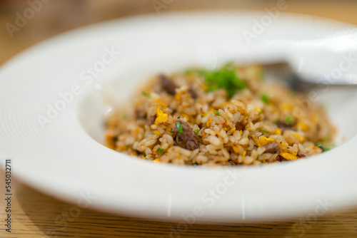 Fry rice with beef and egg