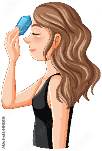 Side view of a young woman with healing crystal