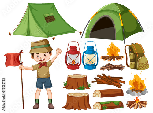 Set of camping objects