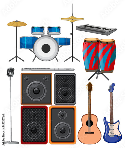 Set of various musical instruments