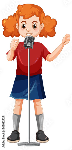 Girl singing with microphone vector