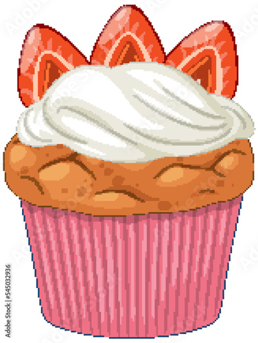 An isolated delicious strawberry cupcake