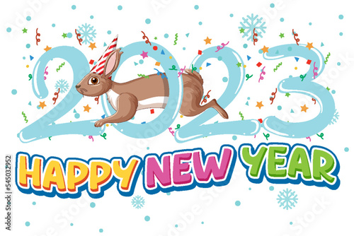 Happy New Year 2023 text for banner design