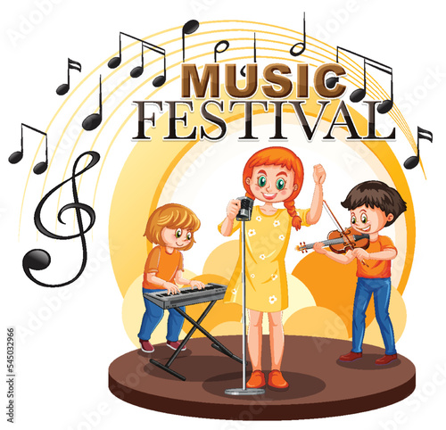 Kids music band cartoon character