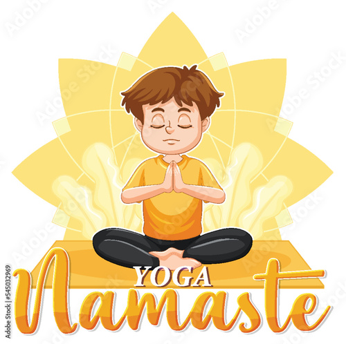 Man doing yoga with text