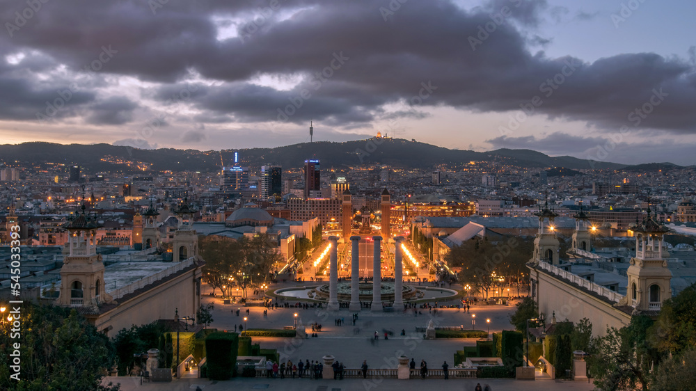 Magical Golden Hour Sunset View in Barcelona 