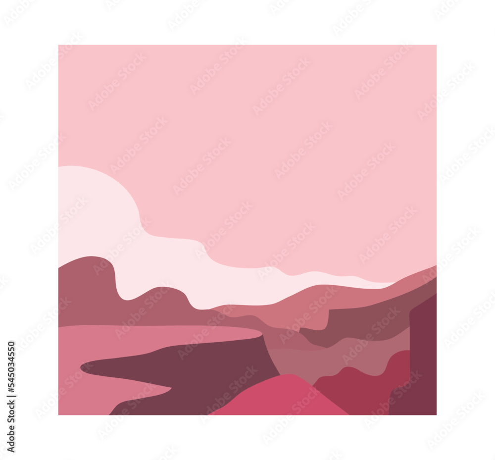 minimalist poster art of landscape mountain, beach, lake, sky, sun rice, sunset, summer minimalist poster art of landscape mountain, beach, lake, sky, sun rice, sunset, summer