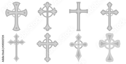 Set of Christian Cross isolated on white background