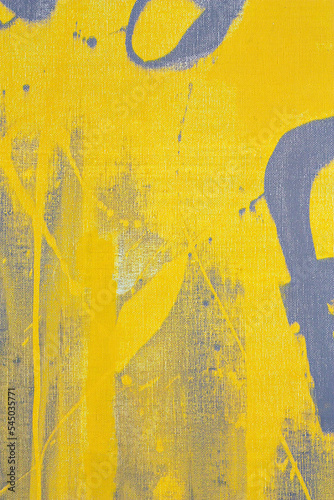 abstract acrylic hand painted canvas background in yellow color
