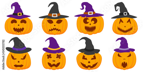 Set of Halloween Pumpkin isolated on white background © Pure Imagination