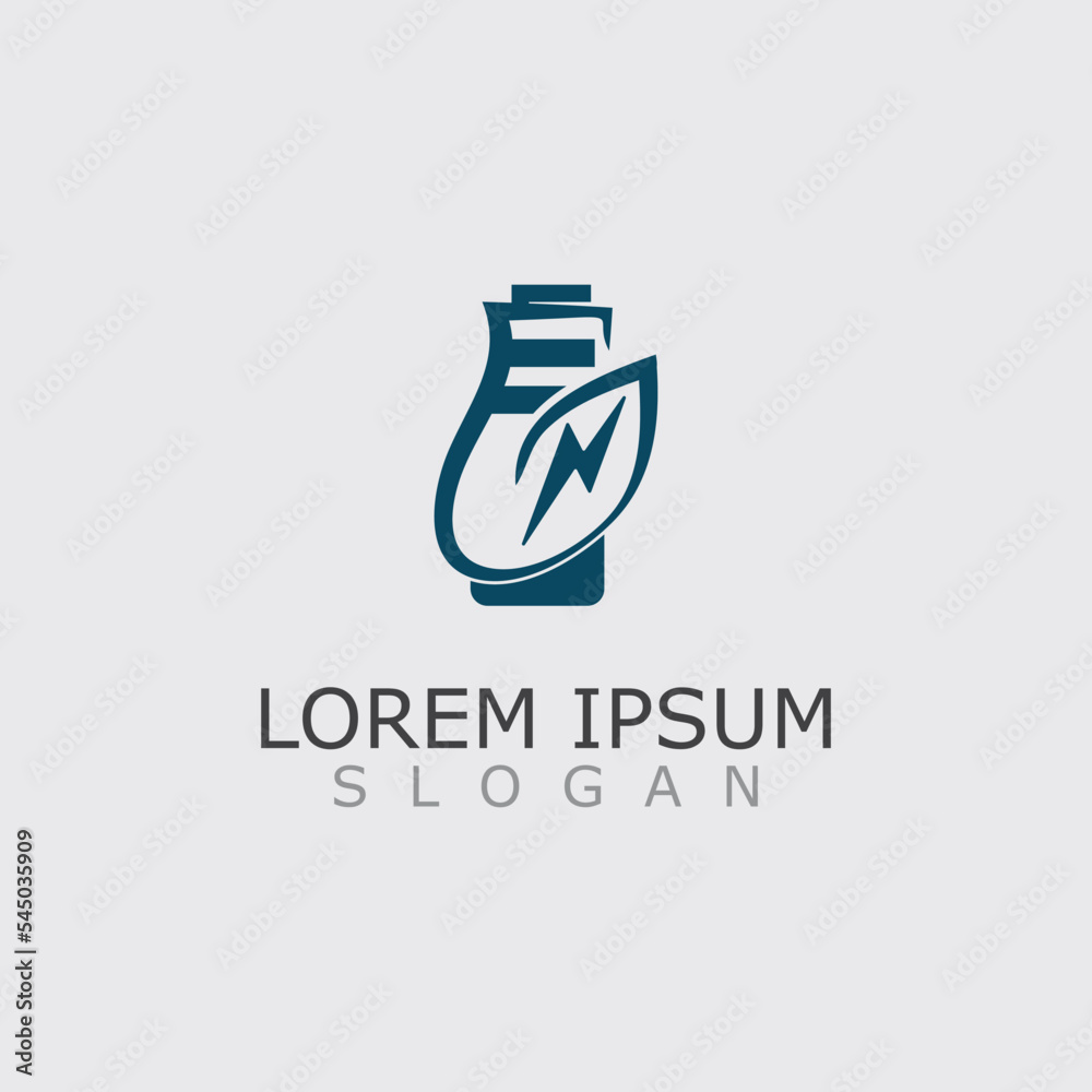 Eco Battery and leaf logo template design illustration vector Eco Battery and leaf logo template design illustration vector