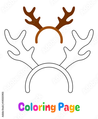 Coloring page with Deer antlers headband for kids
