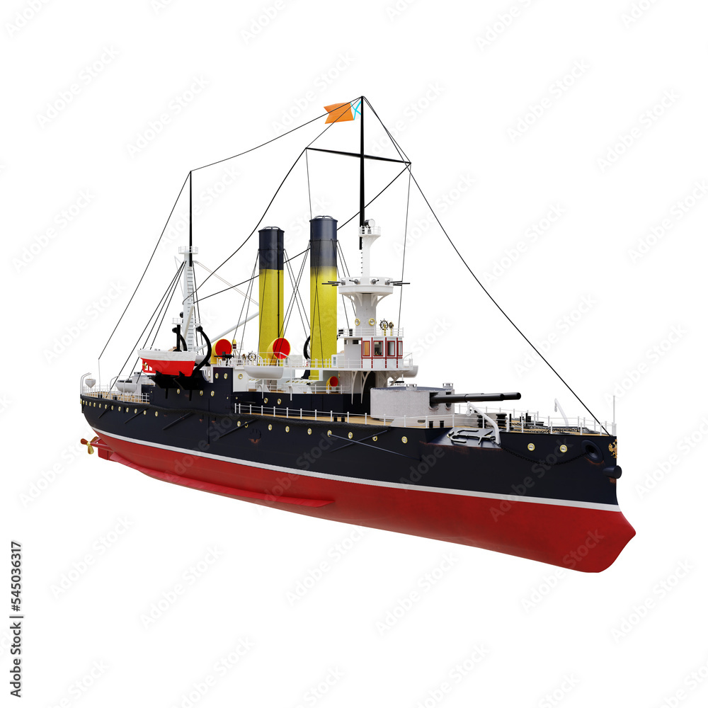Coast defense ship isolated Coast defense ship isolated
