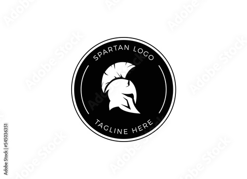 shield and helmet of the Spartan warrior symbol, emblem. Spartan helmet logo