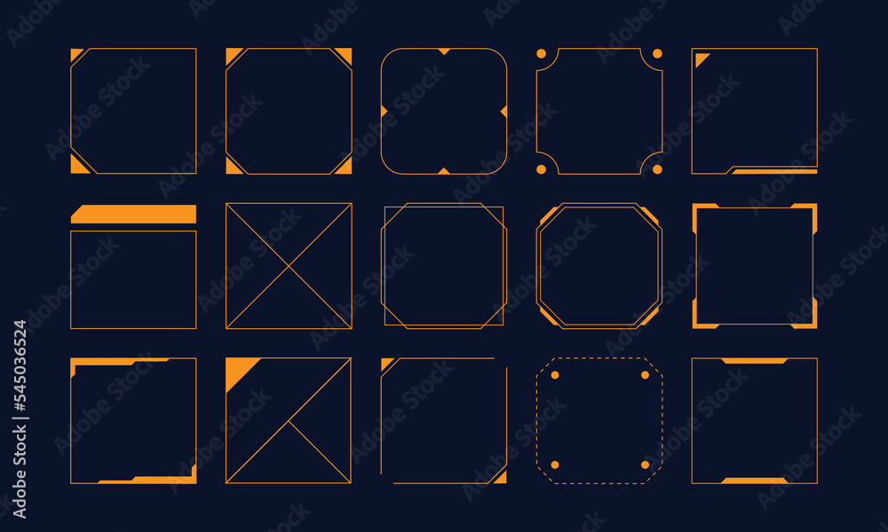 Futuristic rounded square frame hud vector design