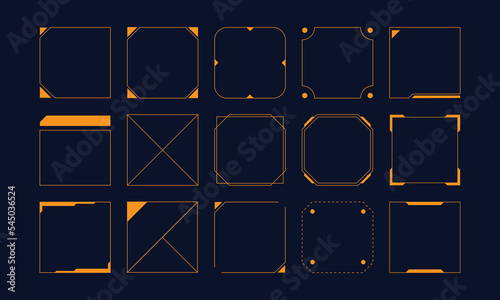 Futuristic rounded square frame hud vector design