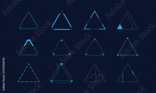 Set of sci fi modern user interface elements futuristic abstract triangle hud
