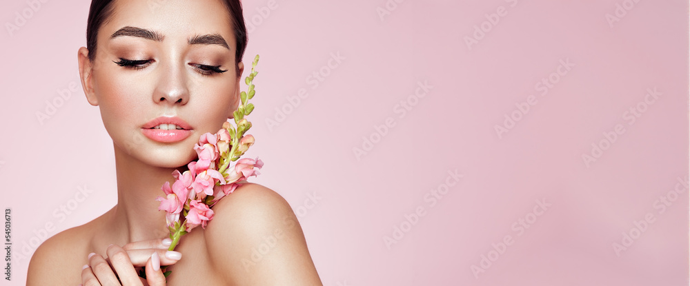 Portrait beautiful young woman with clean fresh skin Model with Portrait beautiful young woman with clean fresh skin Model with