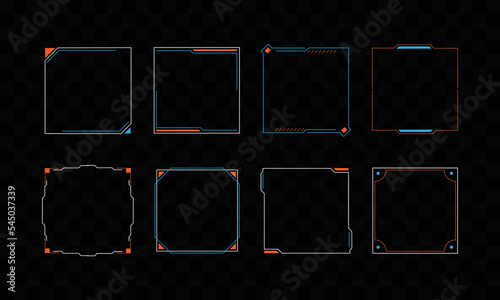 Futuristic rounded square frame hud vector design