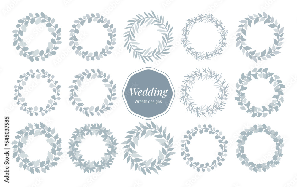Elegant and modern floral wreath design, for wedding and Christmas invitation, logo, thank you, rsvp, welcome, monogram, template, decorative wreath flat minimalistic vector