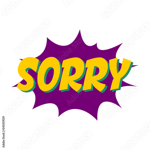 Sorry lettering icon vector in cartoon style