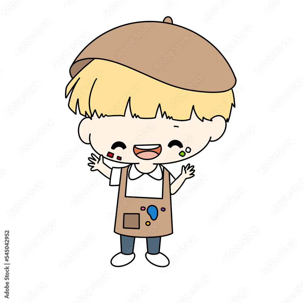 Happy art student pencil color illustration Happy art student pencil color illustration