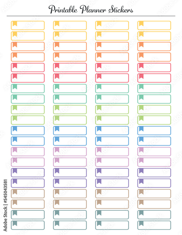 Colorful labels stickers, printable sheet for daily monthly planner ...